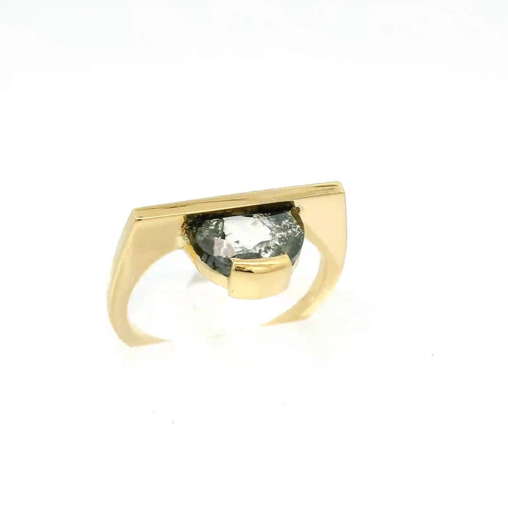 Bague or jaune diamant gris